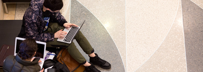 two students in lobby