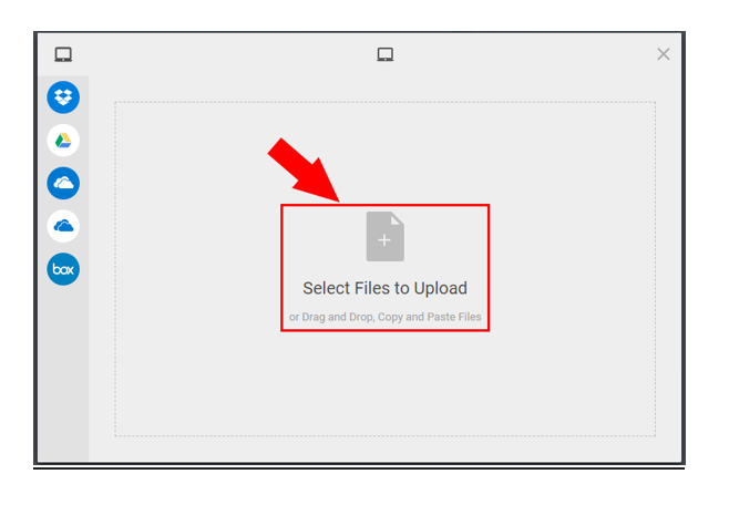 Echo360 screenshot - Upload Screen Button