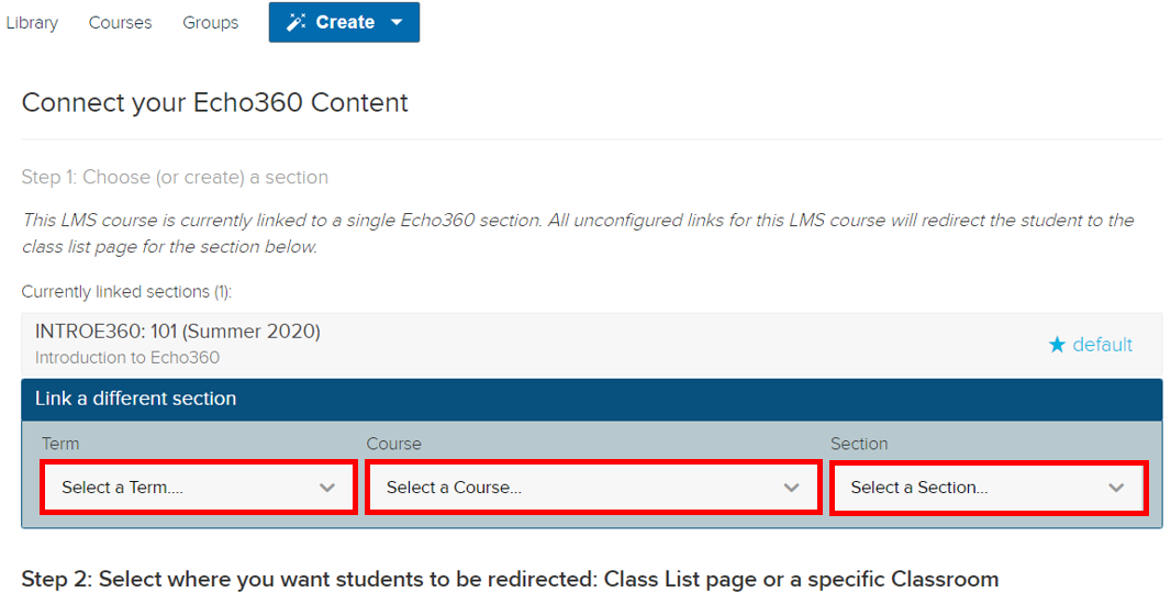 Echo360 screenshot - Connecting Content