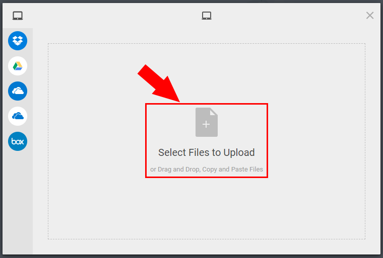 Echo360 screenshot - Select Files to Upload