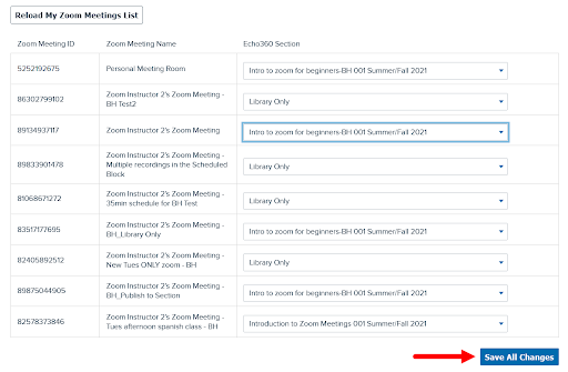 My Meetings - Save All Changes screenshot