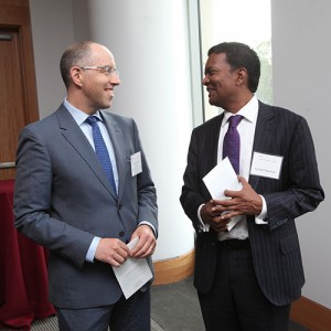 Corporate Compliance Institute faculty Nestor Davidson, left, and Gerald Manwah, right. Photo by Bruce Gilbert