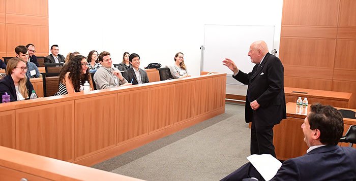 Before the dinner, Judge Calabresi met with Fordham Law students to answer their questions about his career and the federal judiciary.