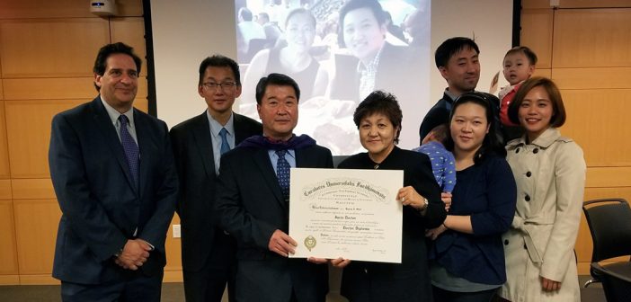 Dean Matthew Diller (left) with KJ Shin's family