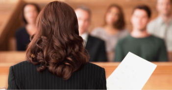 Woman lawyer in front of jury