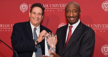 Merck Chair Ken Frazier Receives Fordham-Stein Prize Dean Matthew Diller presents Ken Frazier with the 2022 Fordham-Stein Prize
