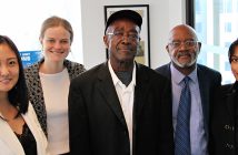 Keith Roberts (center), with (left to right) Sherry Gui ’25, Nell Fitzgerald ’25, Adjunct Prof. Leonard Noisette, and Anushka Sarkar ’25.